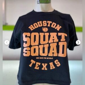 Black Houston Squat Squad Crop Top Sleeve Tee